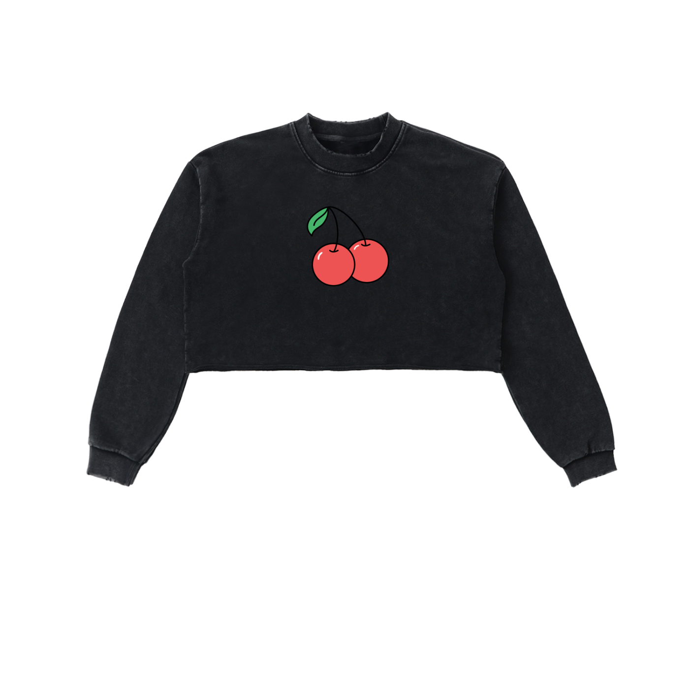 Snow Washed Raw Edge Cropped Sweatshirt
