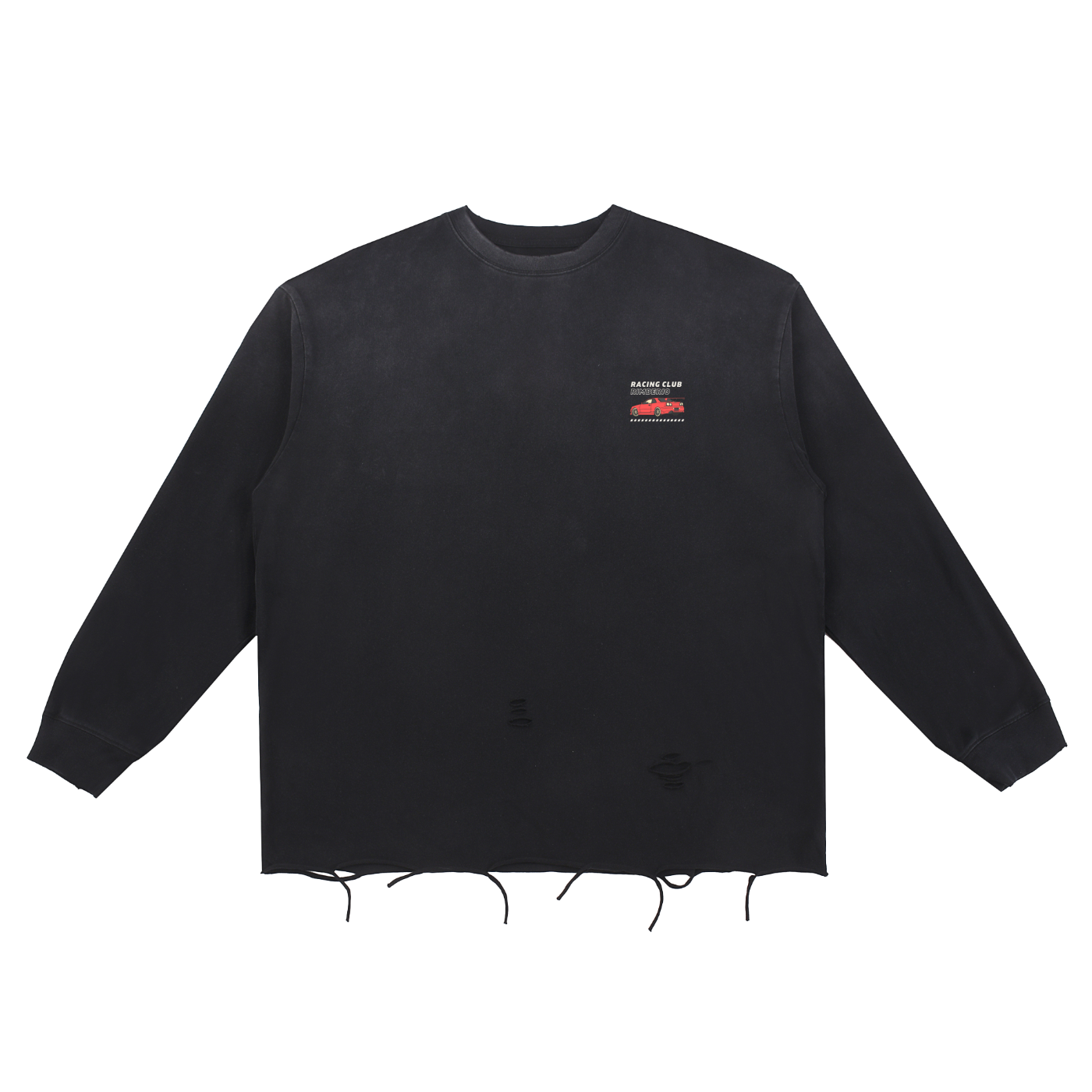 Snow Wash Raw Edge Cotton T-Shirt