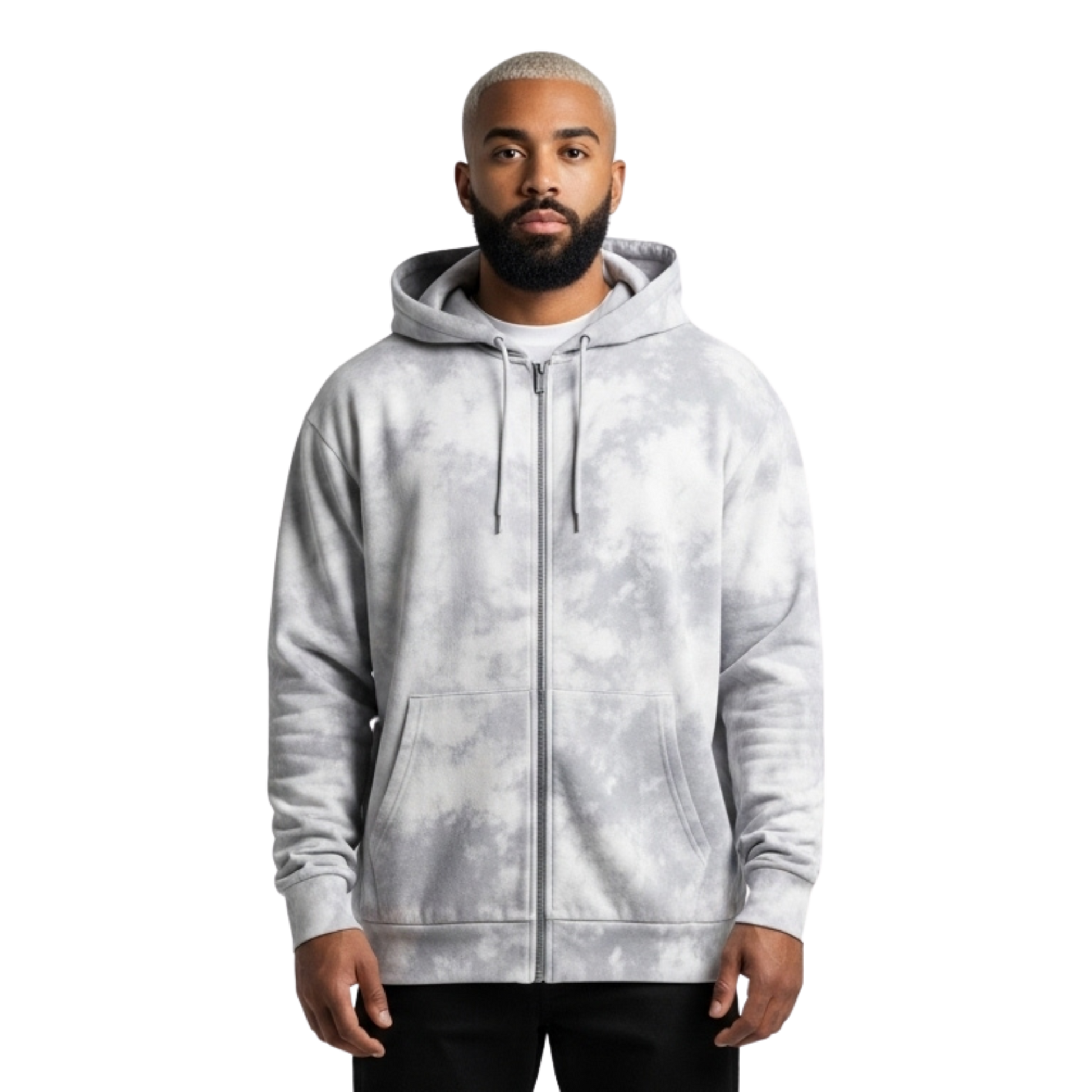 Dirty Washed Boxy Zip-up Fleece Hoodie